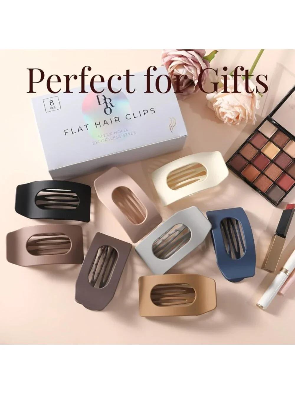 8 Pack Matte Rectangle No-Slip Hair Clips – Strong Hold Claw Clips for All Hair